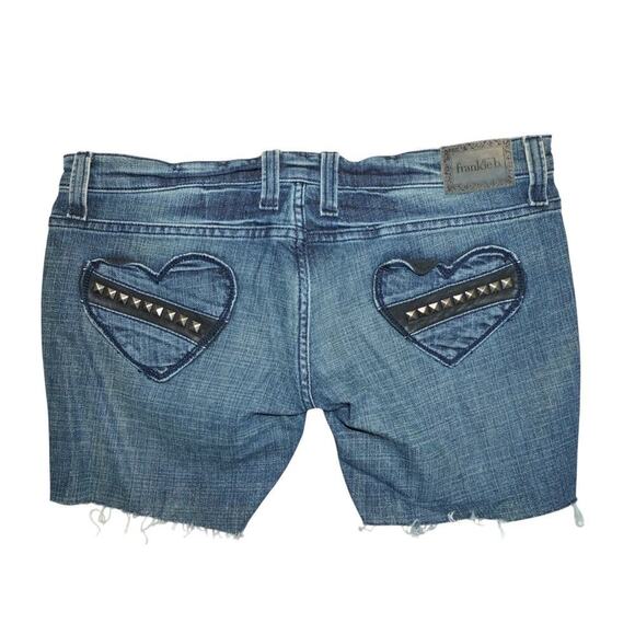 Frankie B. Heart Studded Cutoff Shorts – Size 10 – Distressed Y2K Style NWT - Picture 4 of 4
